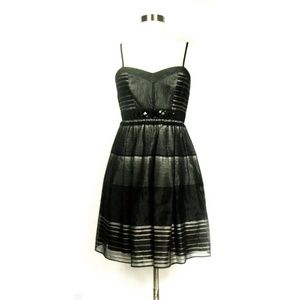 BCBG MAX AZRIA Dress Black Gray Stripes Sz 4